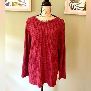 Women’s Red Ribbed Knit Sweater Size Mediun